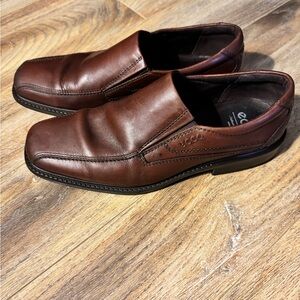 ECCO Helsinki Men’s Brown Leather Slip On Loafers Comfort Dress Shoes EU 42